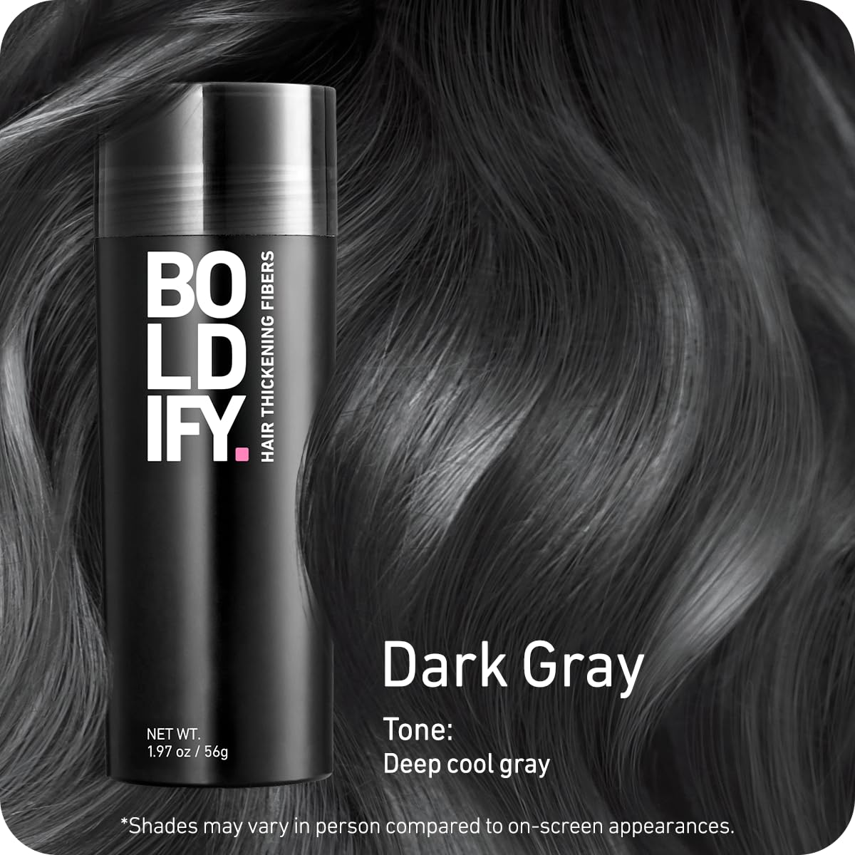 Boldify Hair Fibers Dark Gray 56g packaging