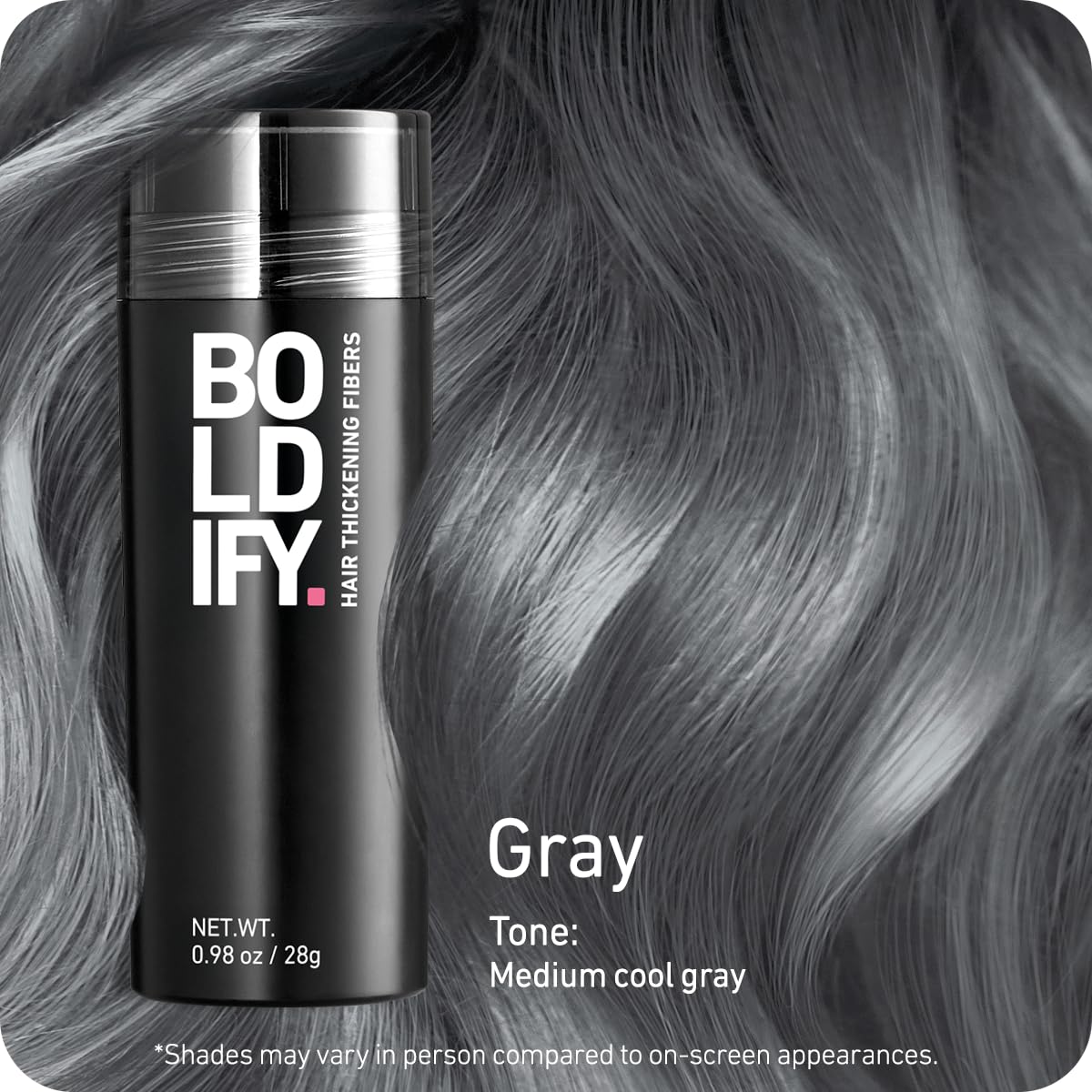 Boldify Hair Fibers Gray 28g packaging