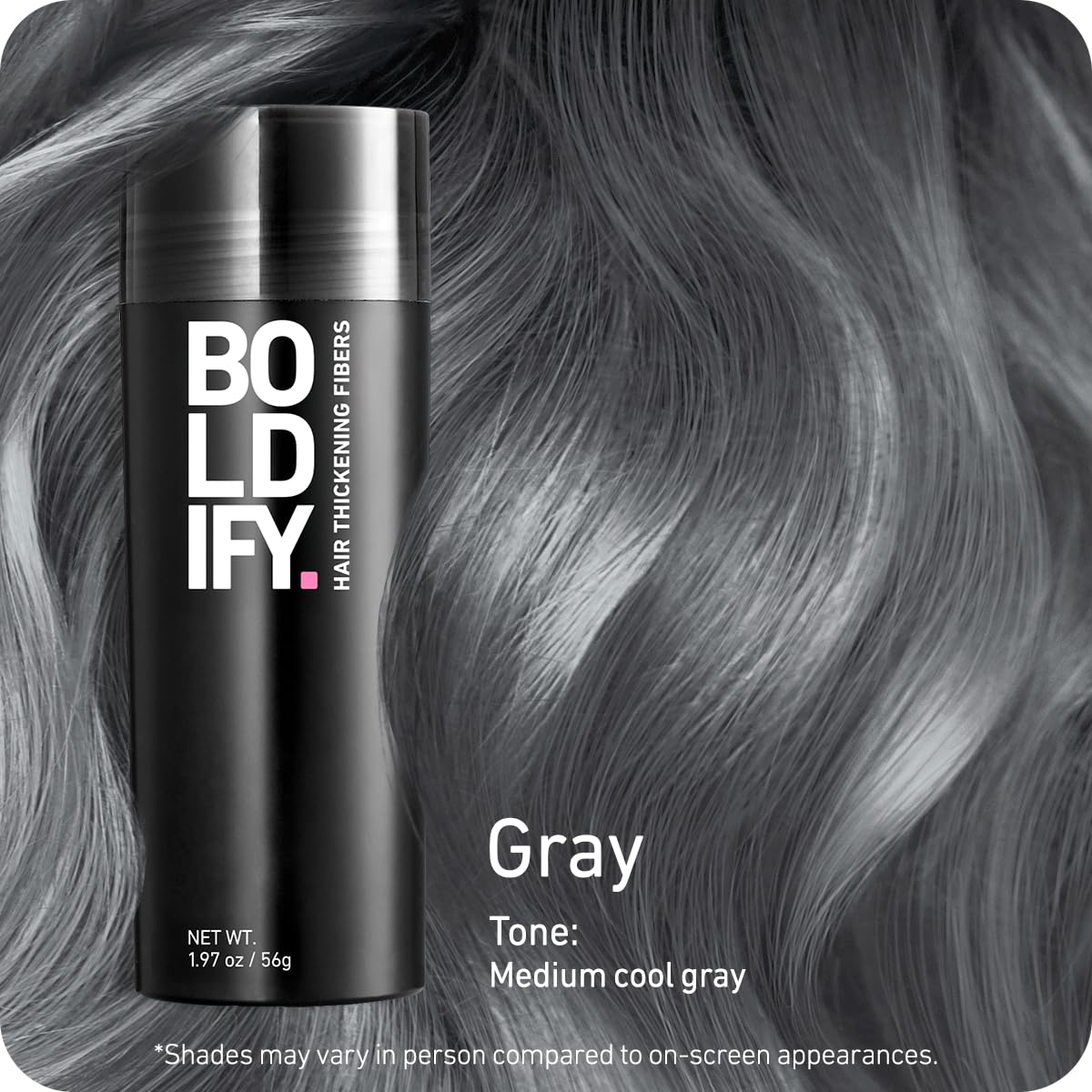 Boldify Hair Fibers Gray 56g packaging