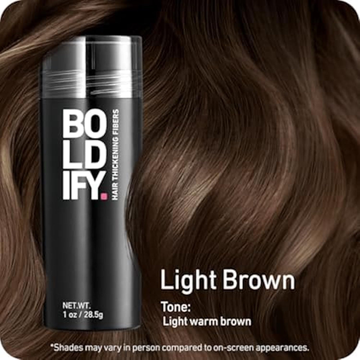 Boldify Hair Fibers Light Brown 28.5g packaging