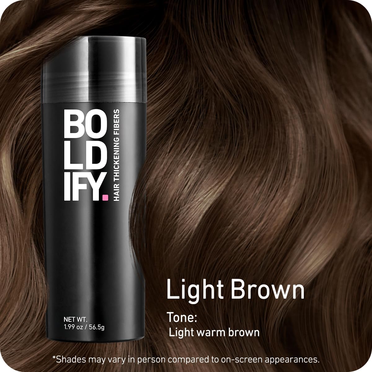 Boldify Hair Fibers Light Brown packaging details