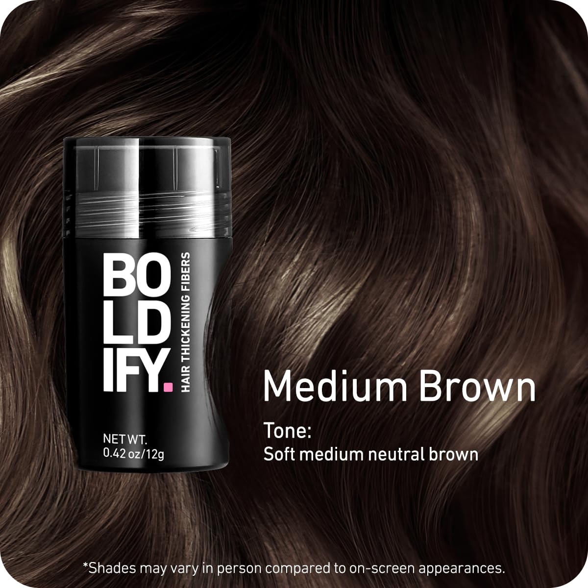 Boldify Hair Fibers Medium Brown 12g packaging