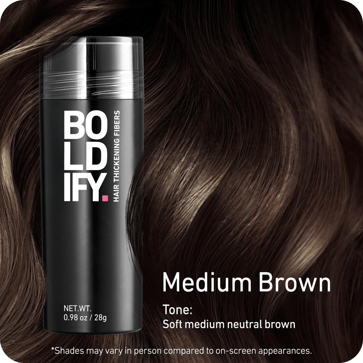 Boldify Hair Fibers Medium Brown 28g packaging