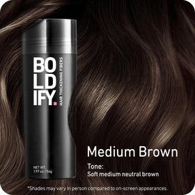 Boldify Hair Fibers Medium Brown 56g packaging