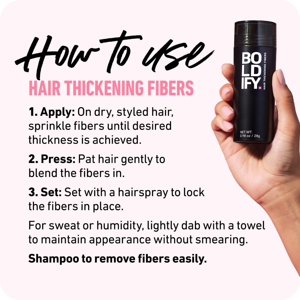 Boldify Hair Fibers with various colour options