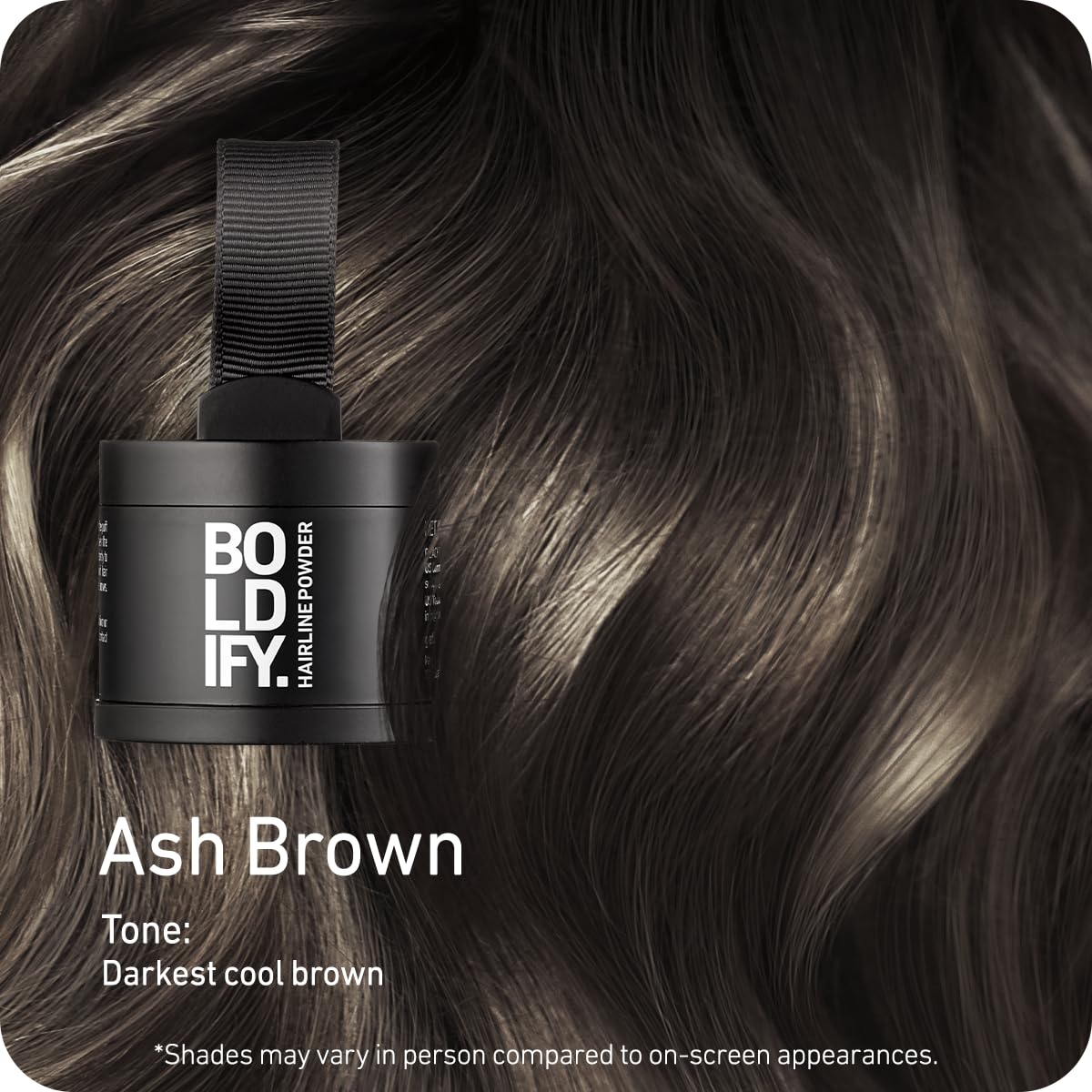 Boldify Hairline Powder Ash Brown compact closed showing packaging