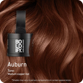 Boldify Hairline Powder Auburn compact open showing powder