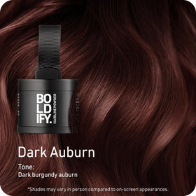 Boldify Hairline Powder Dark Auburn compact open showing powder