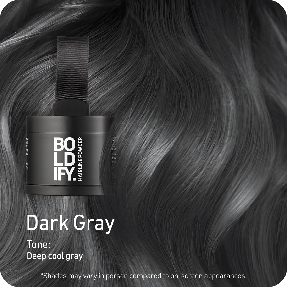 Boldify Hairline Powder Dark Gray 4g pressed compact open