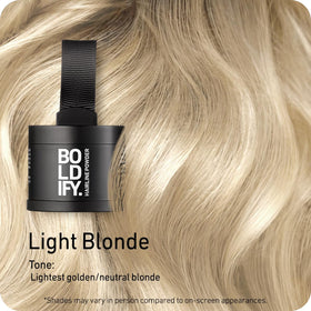 Boldify Hairline Powder Light Blonde 4g compact open showing powder