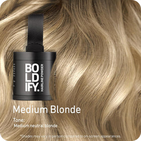 Boldify Hairline Powder Medium Blonde 10g compact open showing powder