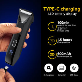 Bomic Men's 2-in-1 Body Trimmer with LED light on