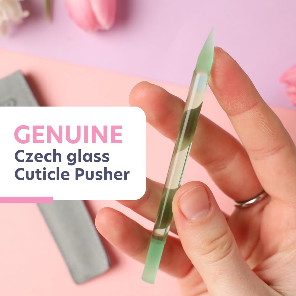 BONA FIDE BEAUTY Czech Glass Cuticle Pusher jade back view