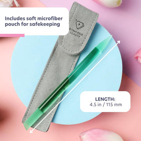 BONA FIDE BEAUTY Czech Glass Cuticle Pusher jade with microfiber pouch