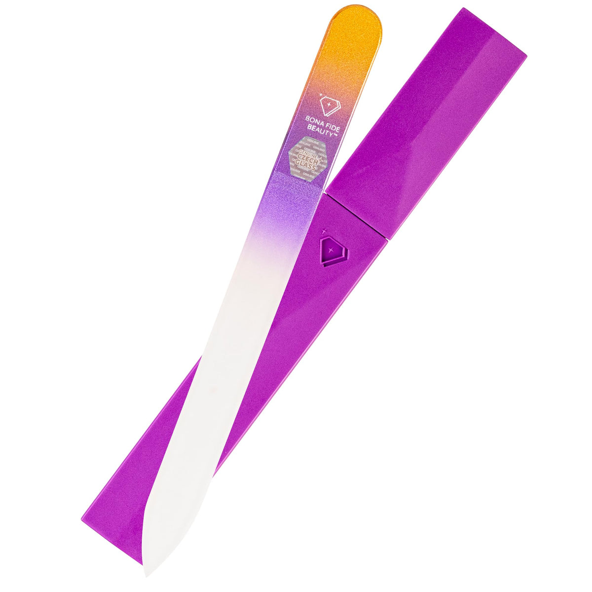 BONA FIDE BEAUTY Czech Glass Nail File front view in Gold Violet