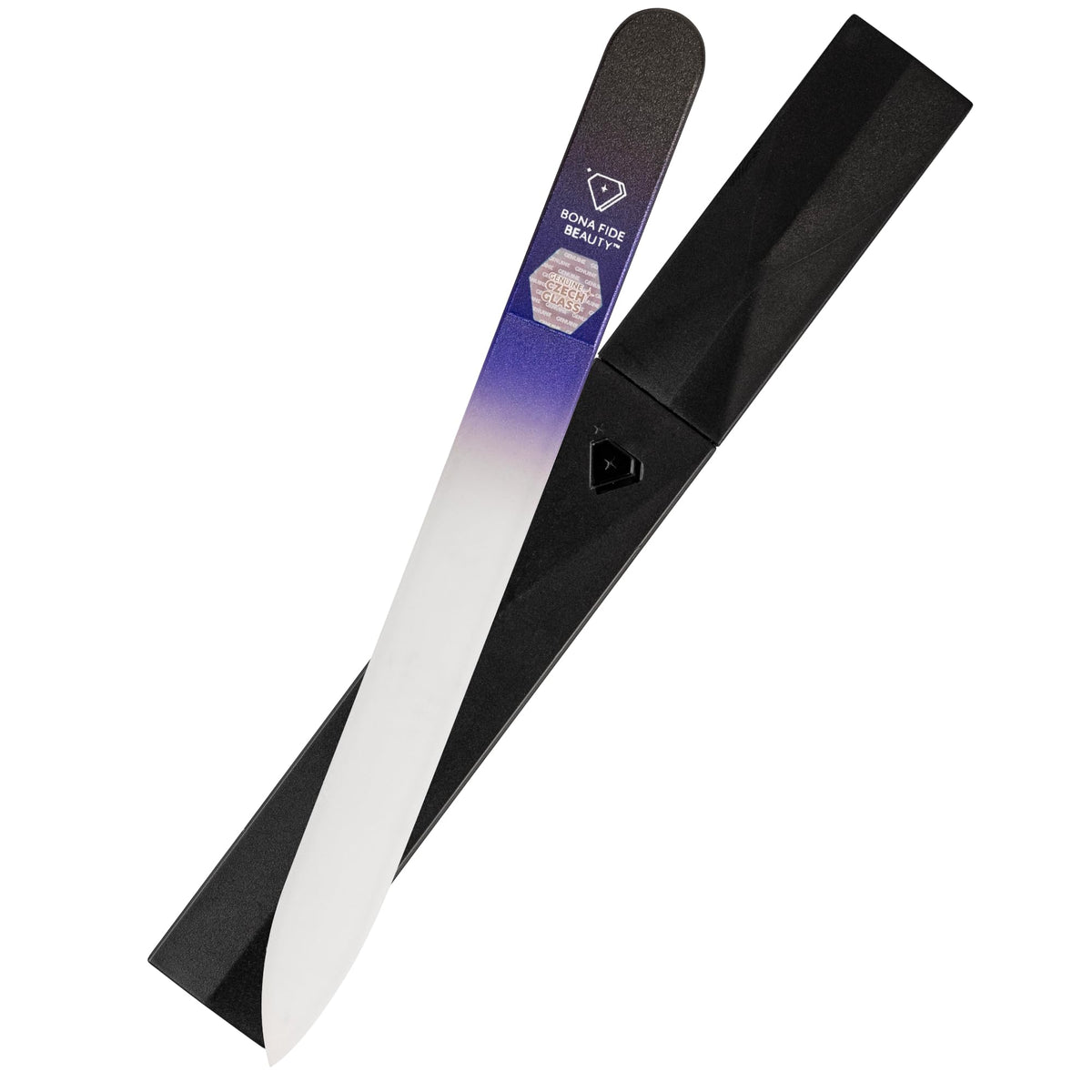 BONA FIDE BEAUTY Czech Glass Nail File front view with black case