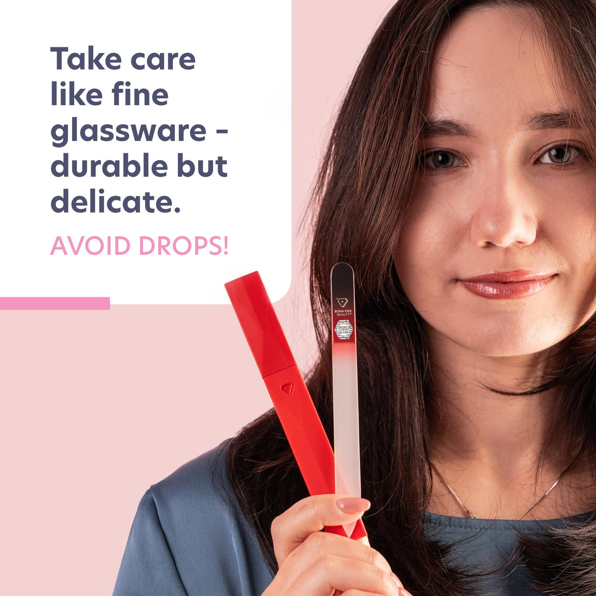 BONA FIDE BEAUTY Czech Glass Nail File with natural nails