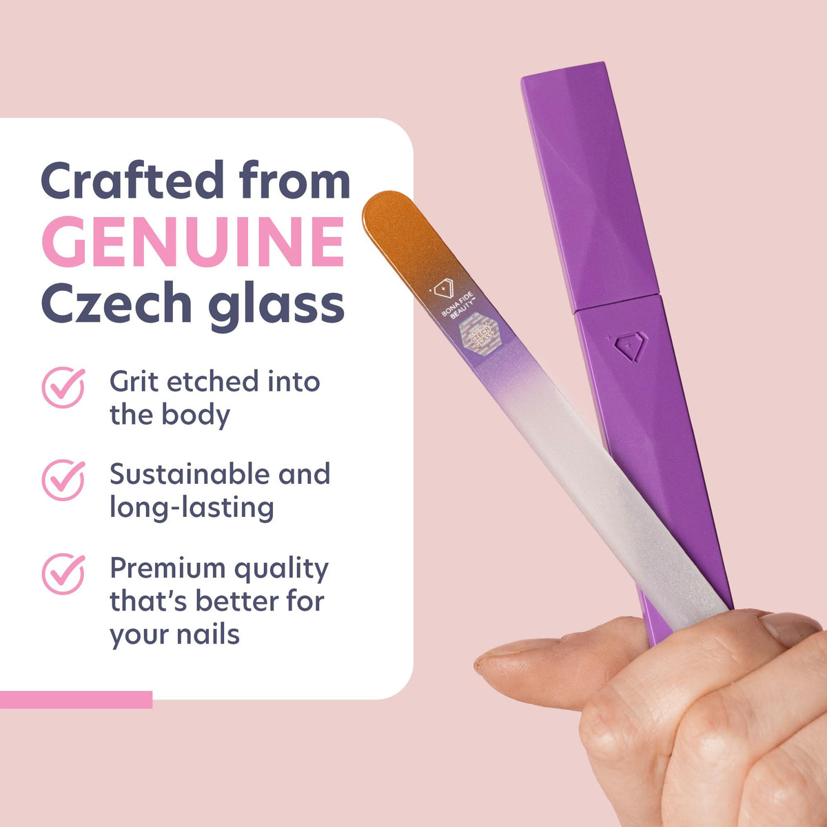 BONA FIDE BEAUTY Czech Glass Nail File with protective case