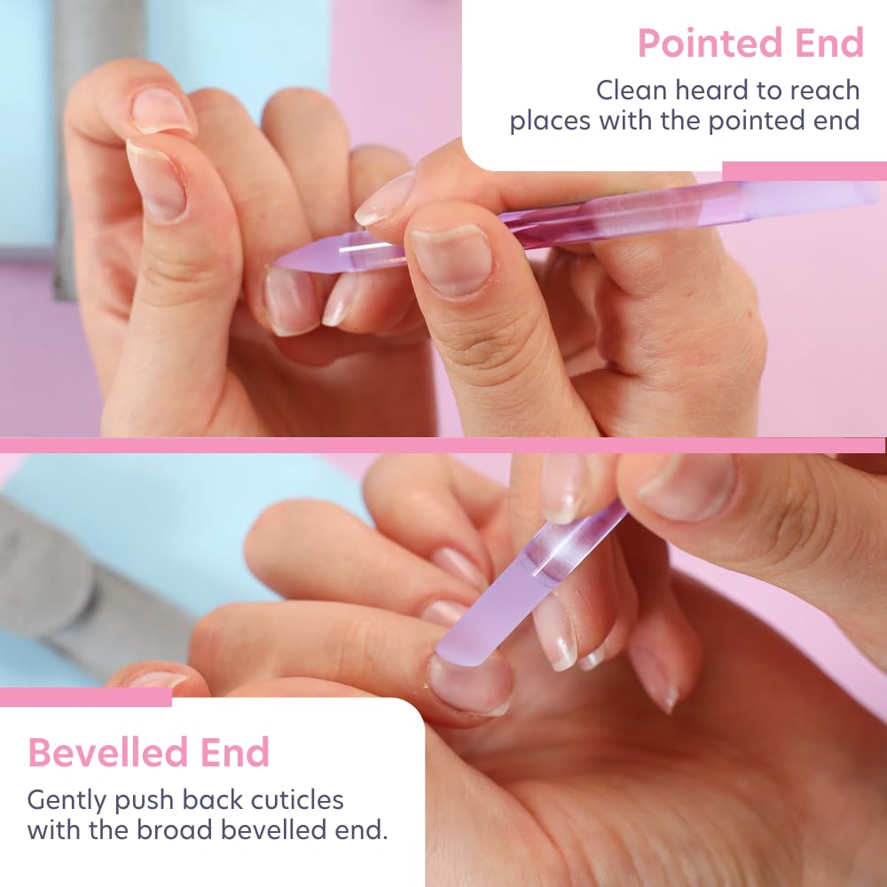 BONA FIDE BEAUTY Glass Cuticle Pusher slanted end close-up