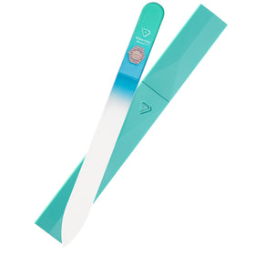 BONA FIDE BEAUTY Glass Nail File Aqua front view with case