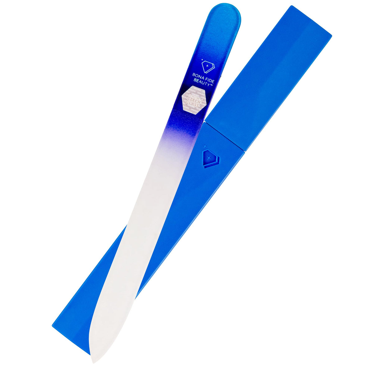 BONA FIDE BEAUTY Glass Nail File in Aqua Cobalt front view
