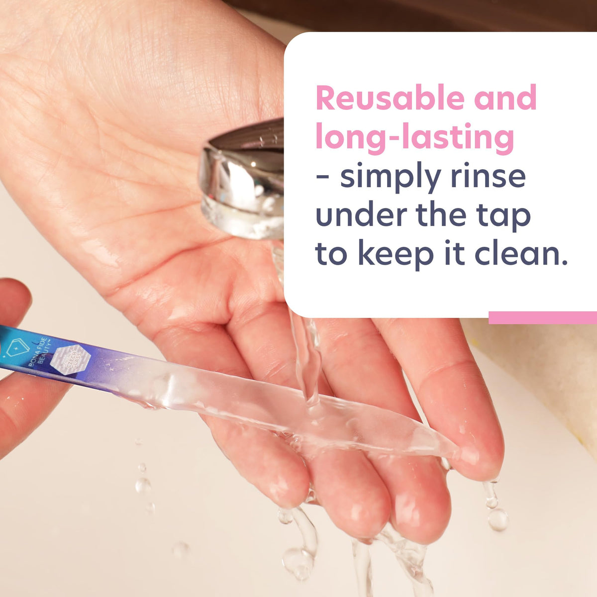 BONA FIDE BEAUTY Glass Nail File showing smooth edges