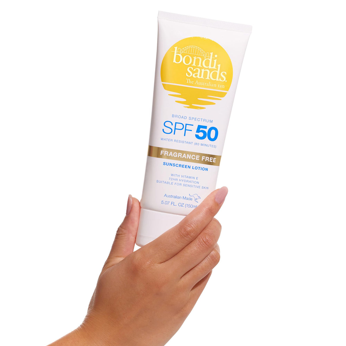 Bondi Sands Fragrance Free Sunscreen Body Lotion SPF 50 packaging detail