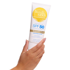 Bondi Sands Fragrance Free Sunscreen Body Lotion SPF 50 packaging detail