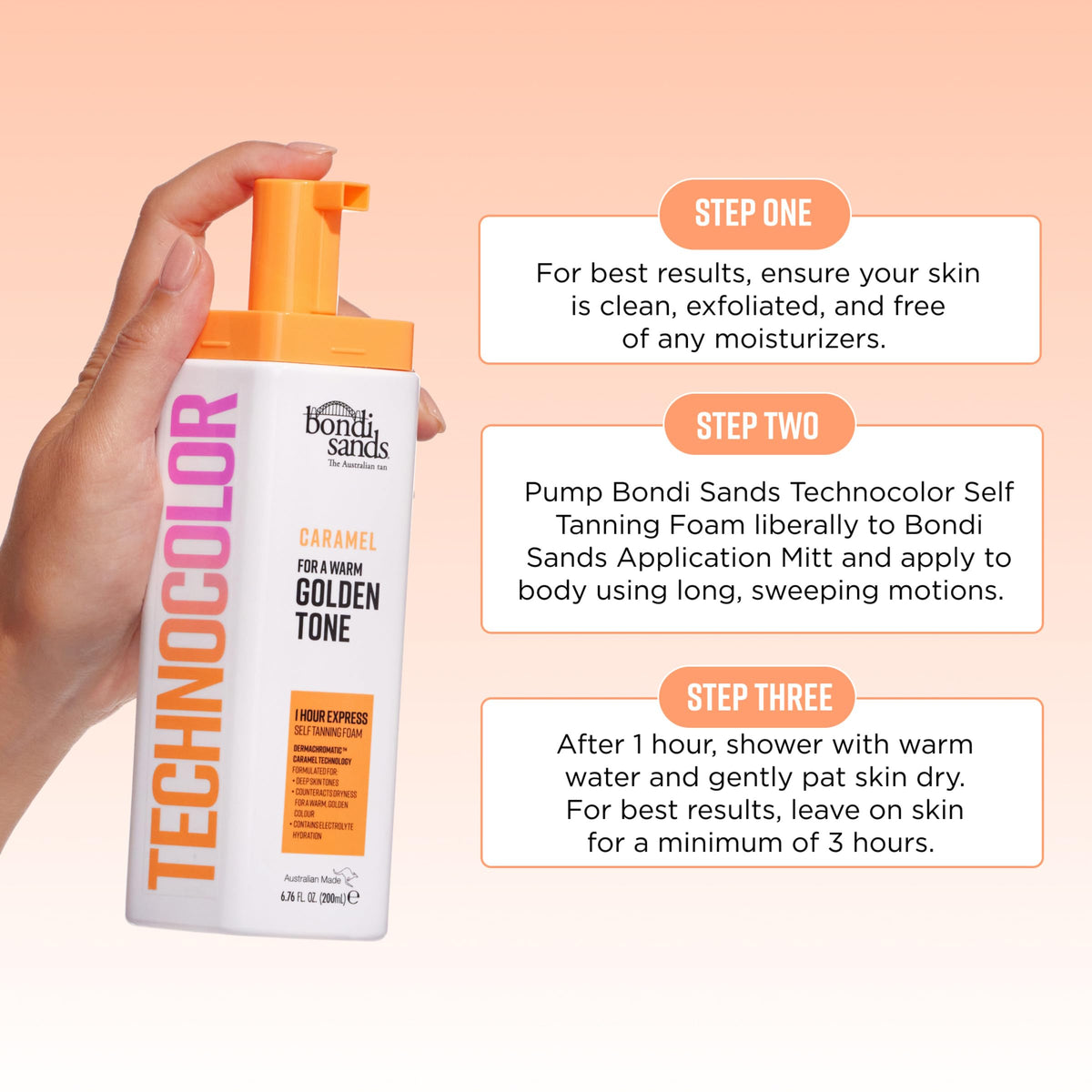 Bondi Sands Technocolor 1 Hour Express Tanning Foam Caramel with towel