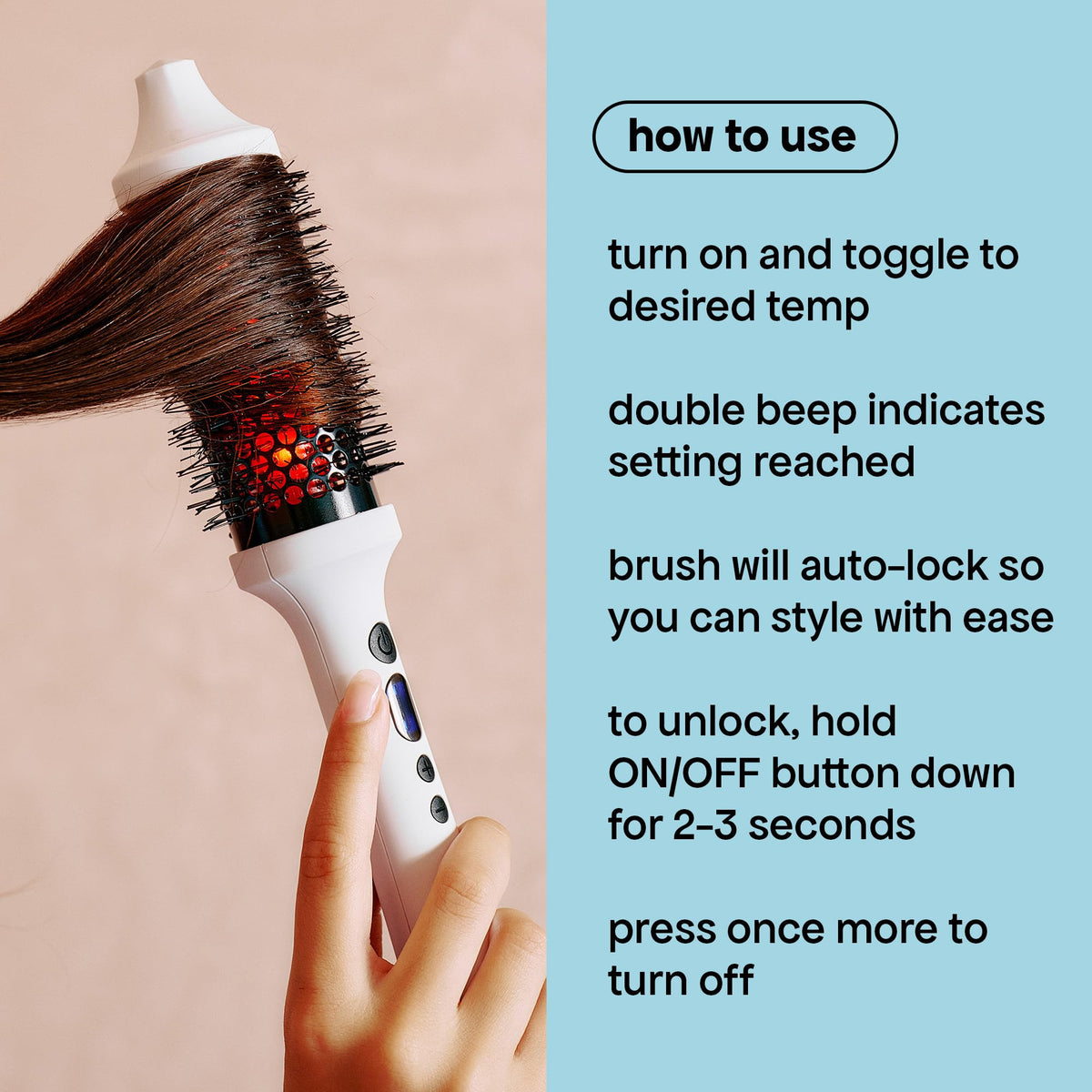 BONDIBOOST Infrared Thermal Brush heat settings display