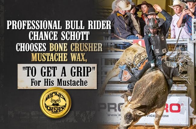 Bone Crusher Mustache Wax tin with a handlebar mustache styling