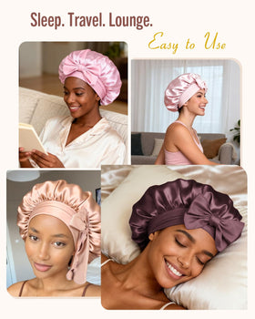 BONNET QUEEN Double Layer Silk Bonnet styled with a bow
