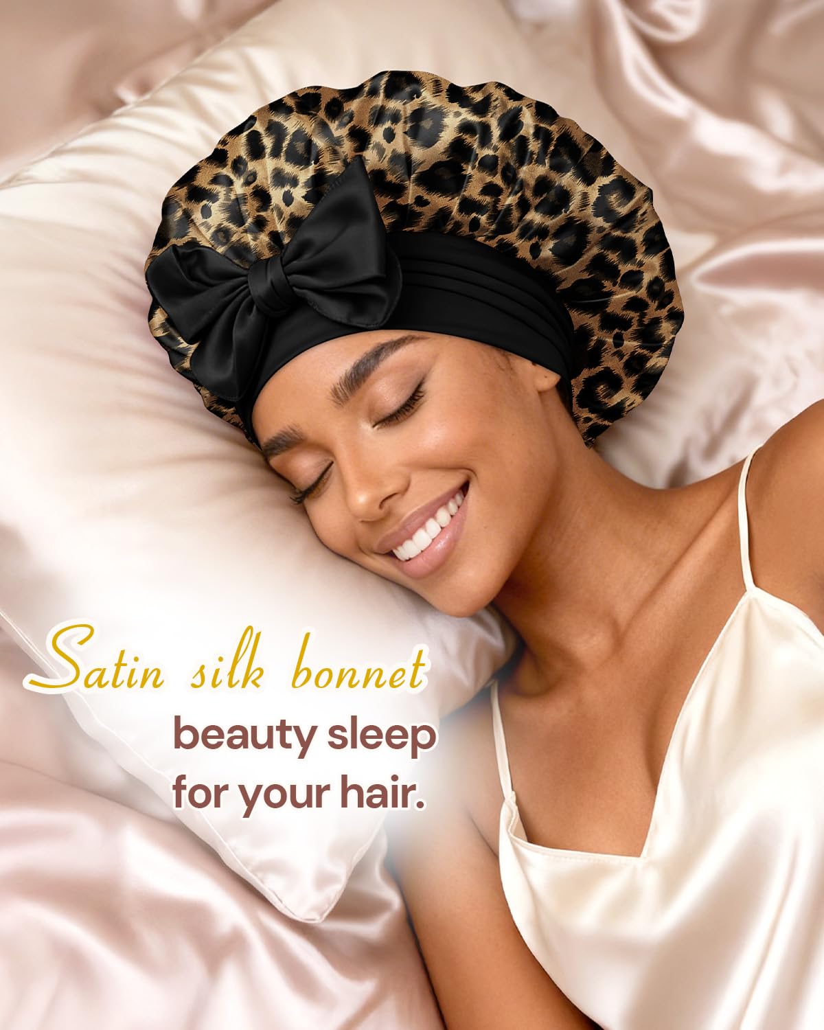 BONNET QUEEN Silk Bonnet adjustable tie band close-up
