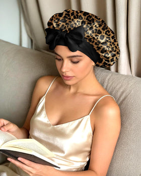 BONNET QUEEN Silk Bonnet displayed with hair accessories
