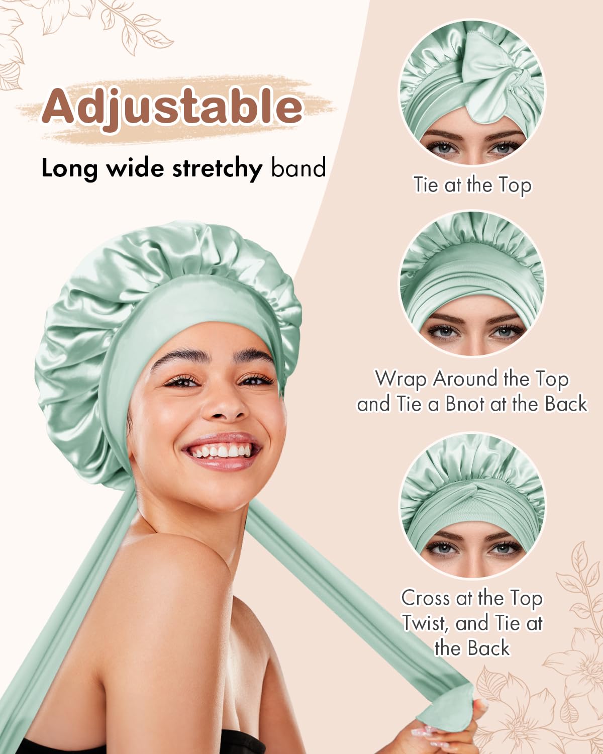 BONNET QUEEN Small Double Layer Silk Bonnet on a bed