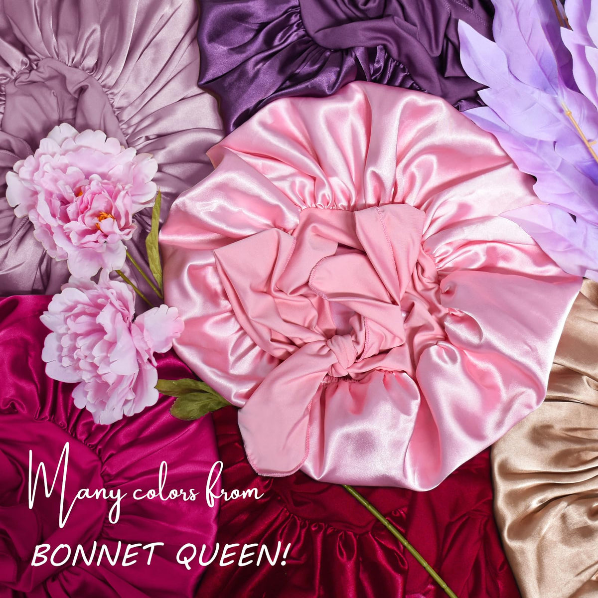 BONNET QUEEN XL Large Silk Bonnet with stylish bow tie