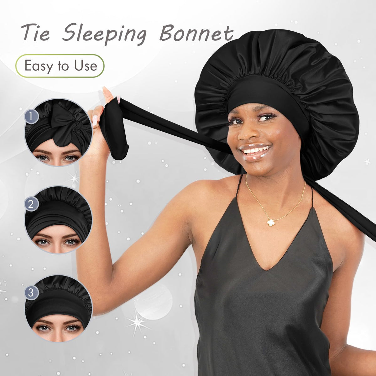 BONNET QUEEN XL Large Silk Bonnet worn by a model