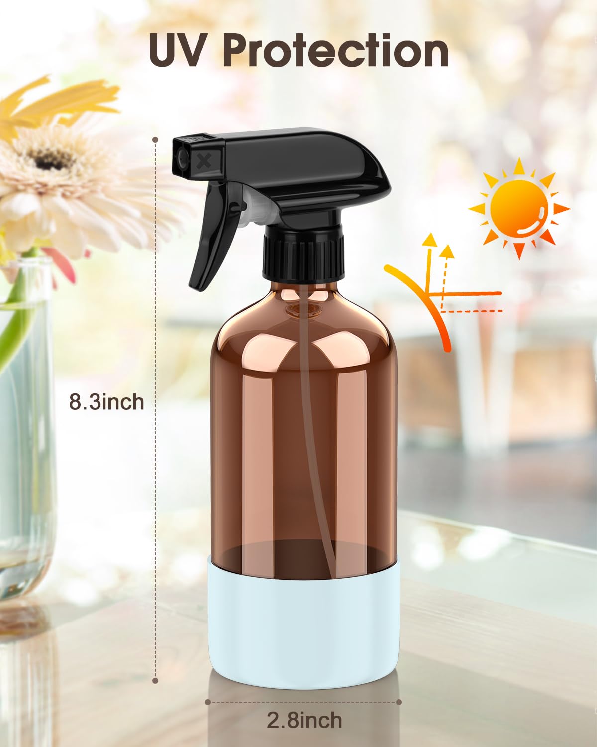 Bontip Amber Glass Spray Bottle in blue with adjustable spray settings