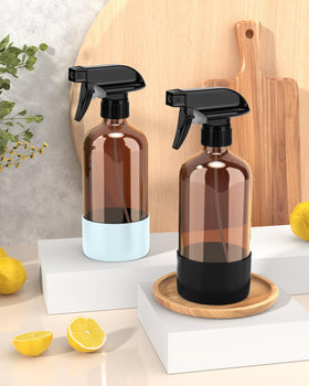 Bontip Amber Glass Spray Bottle showing protective silicone sleeve