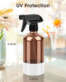 Bontip Amber Glass Spray Bottle side view showing silicone sleeve