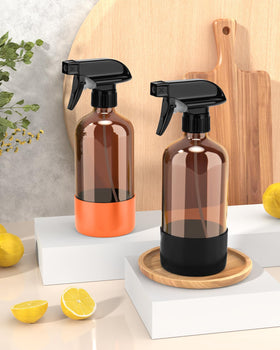 Bontip amber glass spray bottle with black silicone sleeve