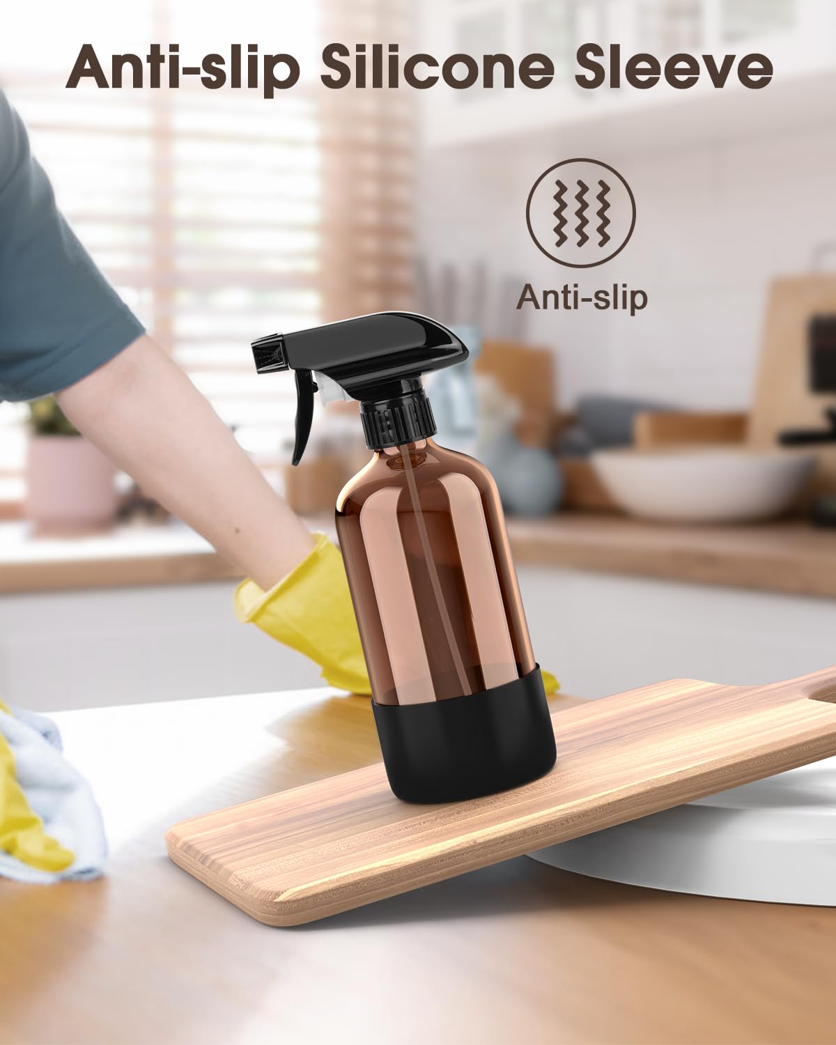 Bontip amber glass spray bottle with protective silicone sleeve