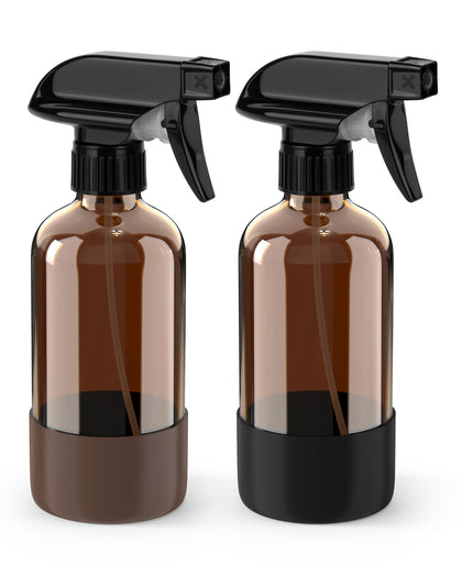 Bontip amber glass spray bottle with silicone sleeve front view