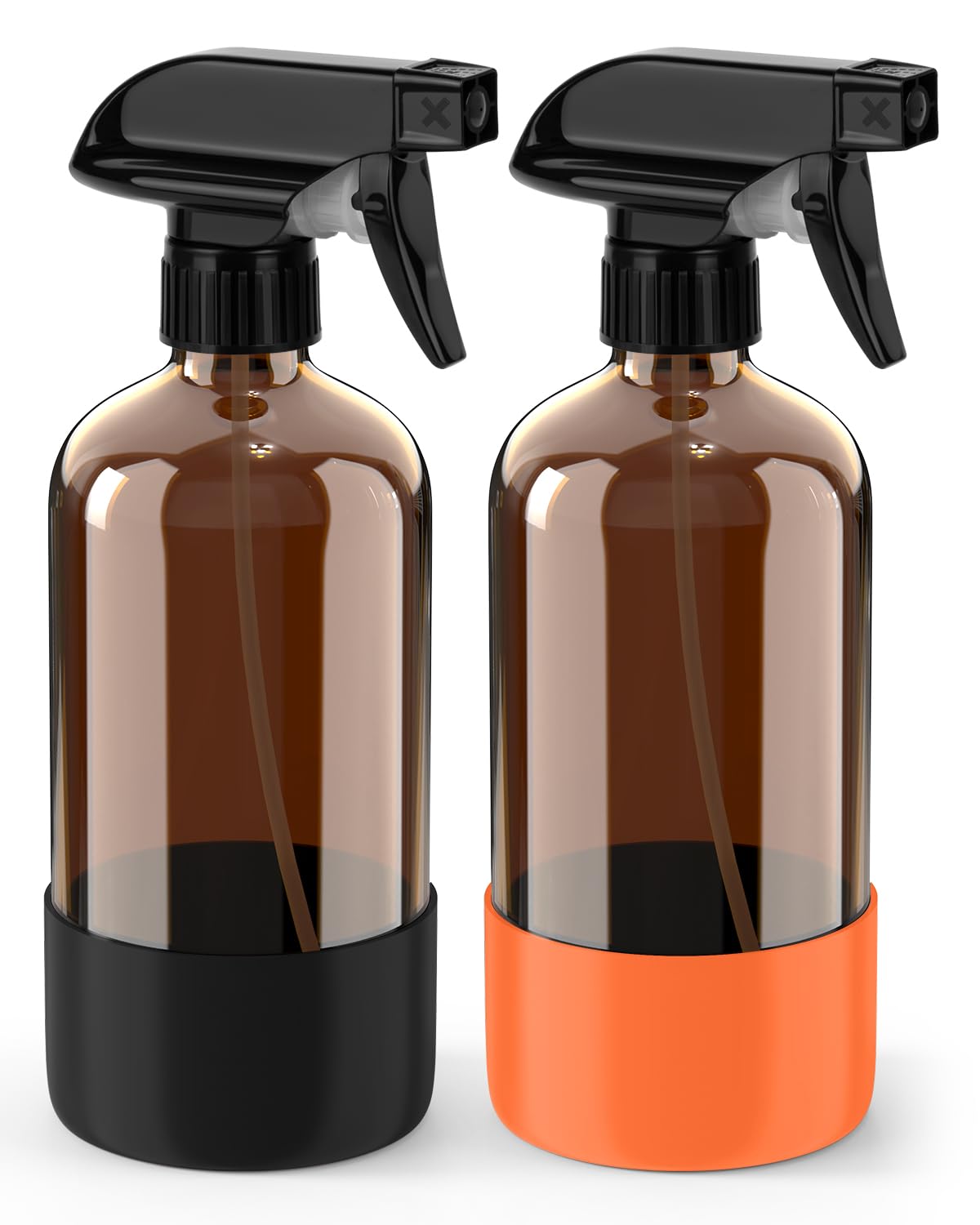Bontip amber glass spray bottle with silicone sleeve front view
