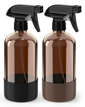 Bontip amber glass spray bottle with silicone sleeve front view