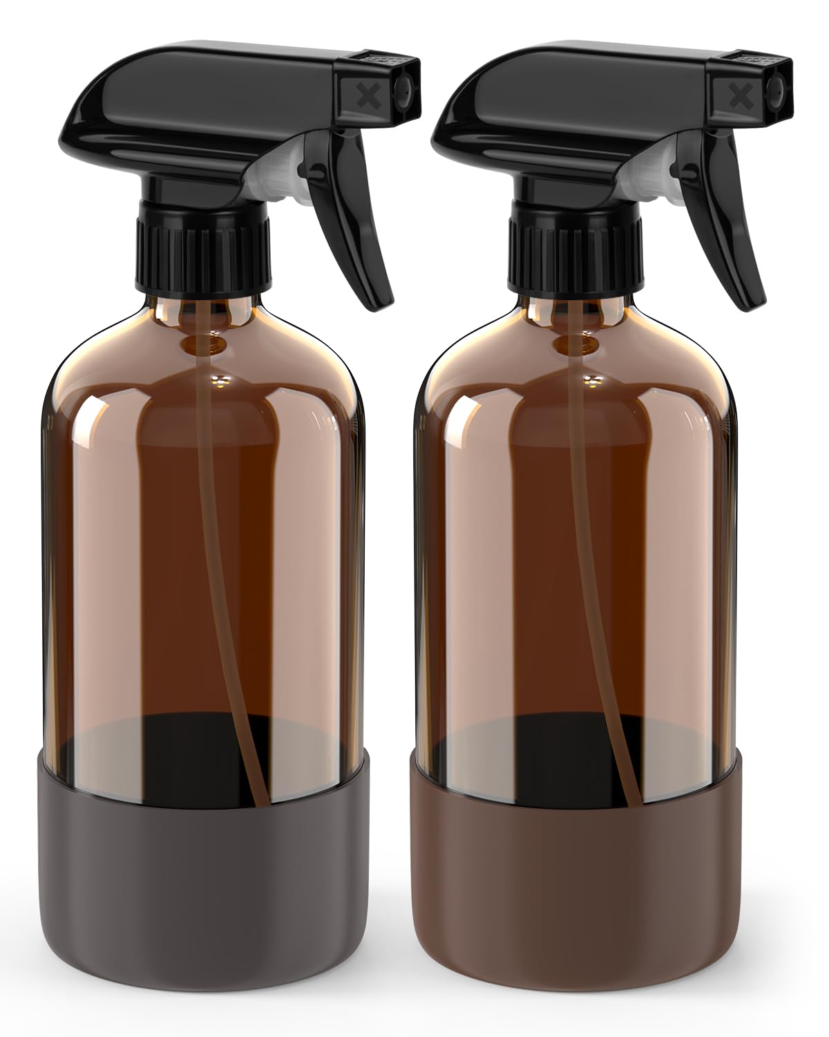 Bontip amber glass spray bottle with silicone sleeve front view
