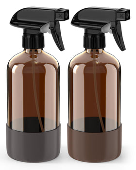 Bontip amber glass spray bottle with silicone sleeve front view