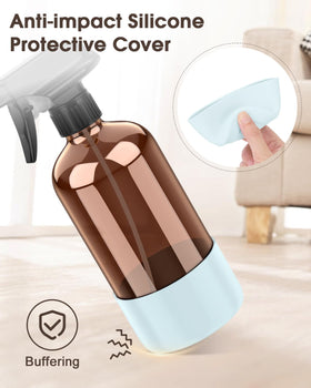 Bontip Amber Glass Spray Bottle with silicone sleeve side view