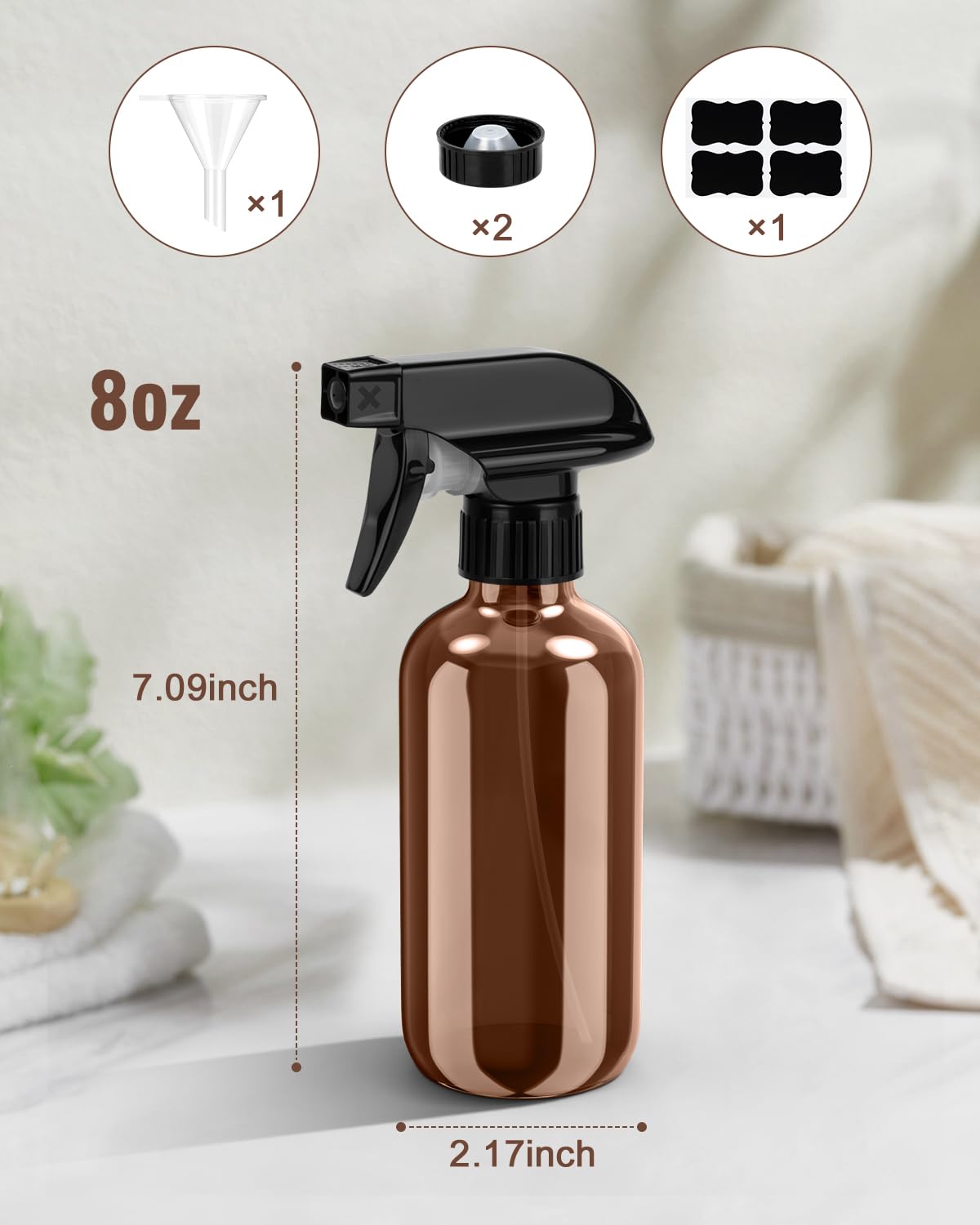 Bontip Glass Spray Bottle 16 oz amber label set
