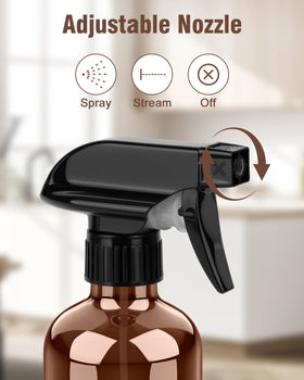 Bontip Glass Spray Bottle 16 oz amber with black trigger nozzle